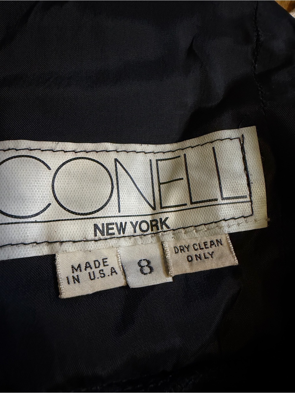 Rare Vtg 80s Caché Conelli New York dress 8 Black Ruffle Rhinestone - Picture 8 of 16